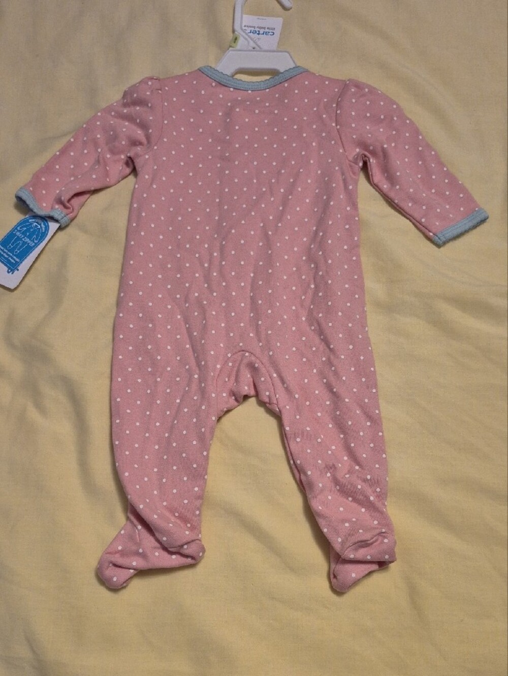 Carter's Pink Polka Dot Footed Sleepsuit with Gray Elephant- Baby Blanklet - Picture 6 of 10